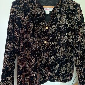 Vintage Dark Maroon Velvet Paisley Blazer size 10